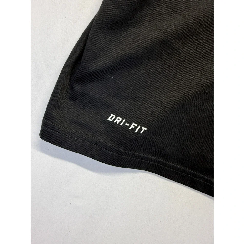 Nike Dri Fit Athletic Training Top Mens‎ 2XL Black White Spellout Logo Crew Neck